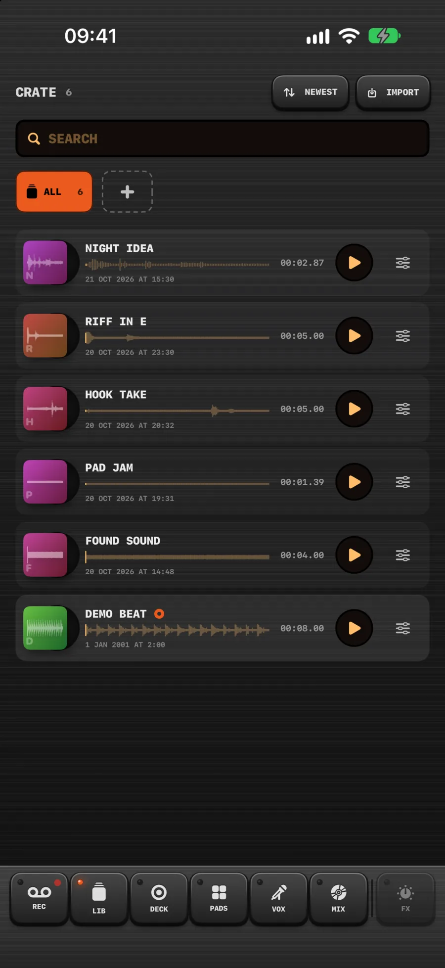 The crate with your recordings